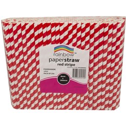 Rainbow 8mm Paper Straws Red Stripe Pack of 250