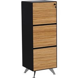 Novara Filing Cabinet 3 Drawer 487W x 425D x 1316mmH Zebrano And Black