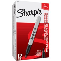 SHARPIE FINE POINT MARKER Permanent 1.0mm Fine Black Box of 12
