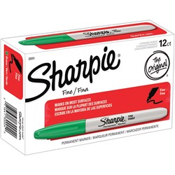 SHARPIE FINE POINT MARKER Permanent 1.0mm Fine Green Box of 12