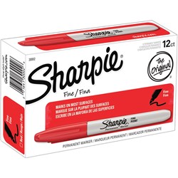 SHARPIE FINE POINT MARKER Permanent 1.0mm Fine Red Box of 12