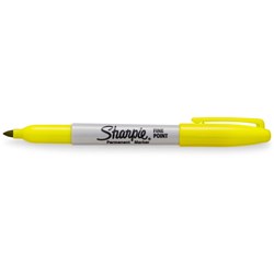 SHARPIE FINE POINT MARKER Permanent 1.0mm Fine Supersonic Yellow Box of 12