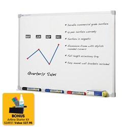 PENRITE PREMIUM WHITEBOARDS Magnetic 900x600mm with Bonus Starter Kit