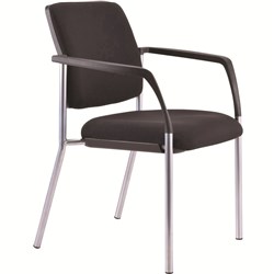 Buro Lindis 4 Leg Chair With Arms Black Fabric Seat An Back Silver Frame