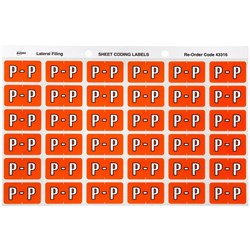 Avery Alphabet Coding Label P Side Tab 25x38mm Dark Orange Pack Of 180