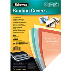 Fellowes Binding Covers A4 240 Micron PVC Clear Pack Of 100